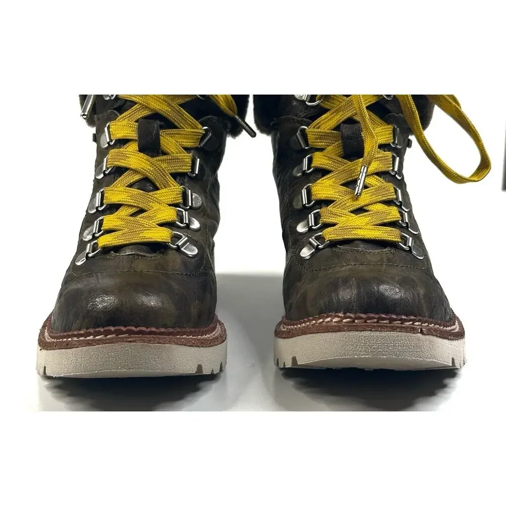 Bionica Danie Waterproof Shearling Camouflage Leather Boots Womens 7M New $190